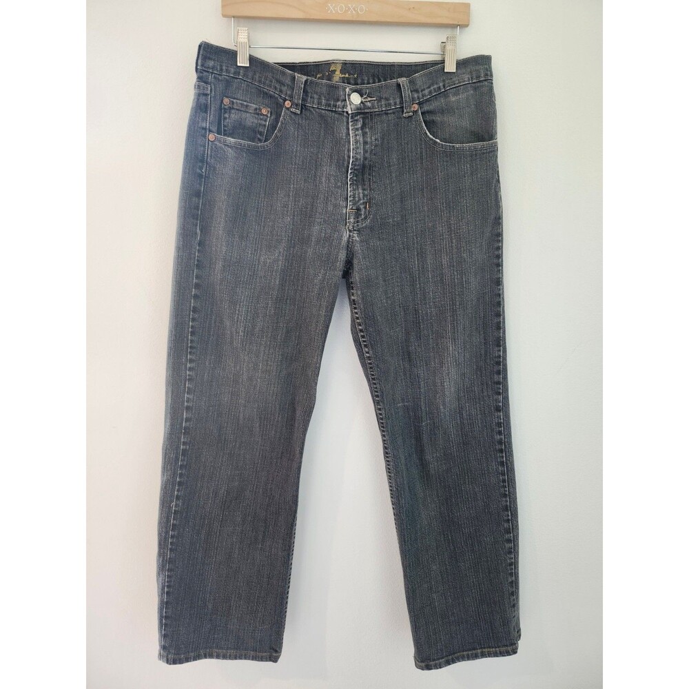 VTG 7 For All Mankind Y2k Straight Leg Jeans Gray Wash Mens 32x30 Squiggle